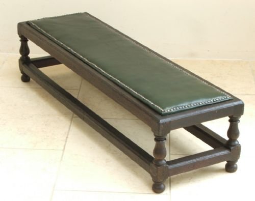 fig 1. LARGE VICTORIAN SOLID OAK AND LEATHER FOOTSTOOL OR WINDOW SEAT C1890