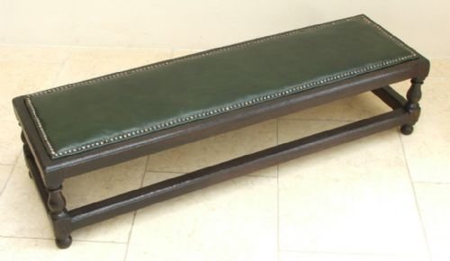 fig 2. LARGE VICTORIAN SOLID OAK AND LEATHER FOOTSTOOL OR WINDOW SEAT C1890