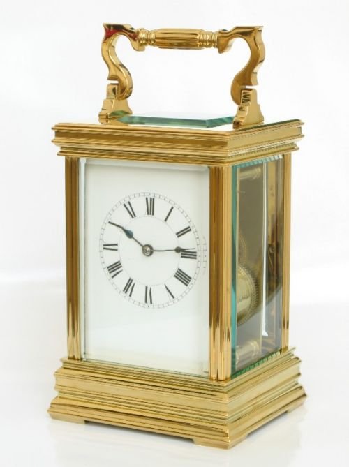 Exceptional Large Victorian 18ct Gold Plated Striking Carriage Clock C1880