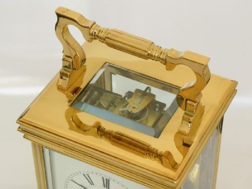 fig 4. EXCEPTIONAL LARGE VICTORIAN 18CT GOLD PLATED STRIKING CARRIAGE CLOCK C1880