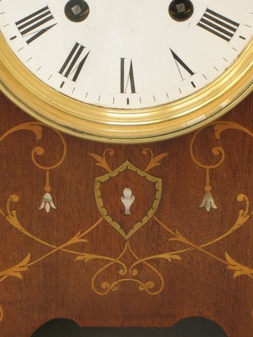fig 1. BEAUTIFUL VICTORIAN FRENCH MAHOGANY AND INLAID MANTEL CLOCK BY ACHILLE BROCOT C1870