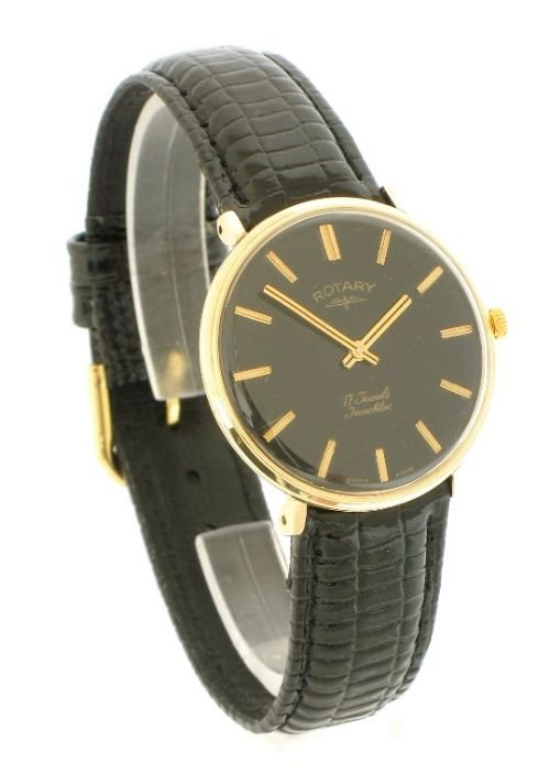 fig 1. STUNNING SOLID 9CT COLD ROTARY GENTLEMENS WRISTWATCH