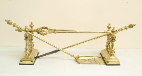 Beautiful Victorian Solid Brass Companion Set Fire Irons C1890