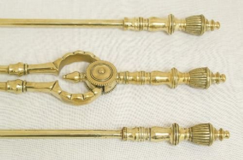 fig 2. BEAUTIFUL VICTORIAN SOLID BRASS COMPANION SET FIRE IRONS C1890