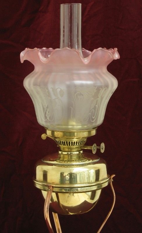 fig 1. BEAUTIFUL VICTORIAN W A S BENSON BRASS AND COPPER OIL LAMP C1890