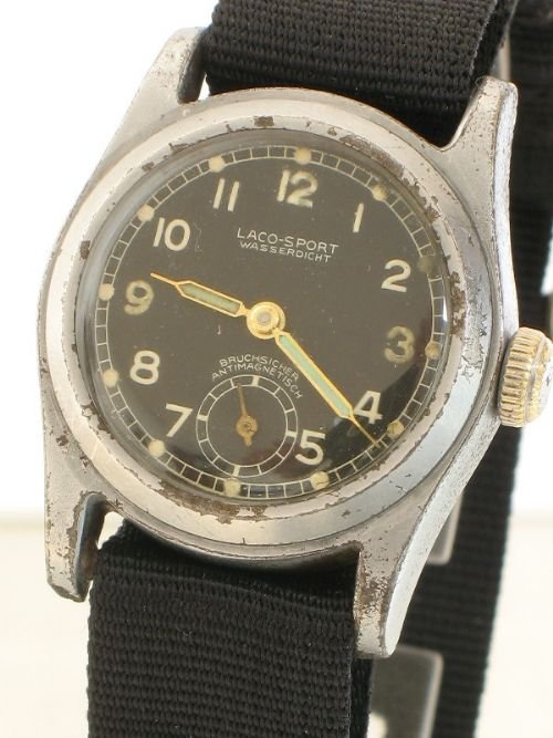 fig 1. RARE GERMAN LACO SPORT WWII NAVIGATOR MILITARY ISSUED WATCH C1942