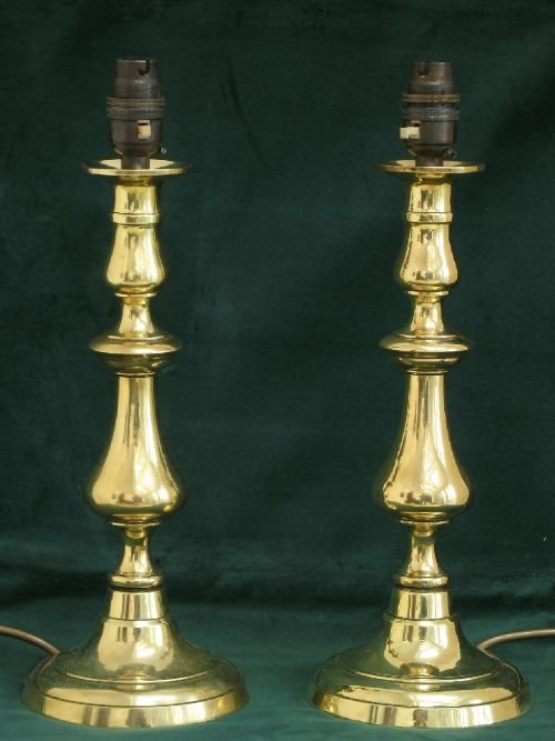 fig 1. BEAUTIFUL PAIR OF GENUINE GEORGIAN SOLID BRASS TABLE LAMPS C1820