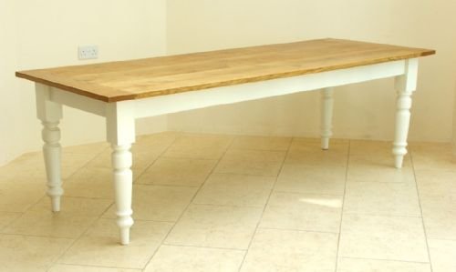 fig 1. BEAUTIFUL LARGE 10 SEAT VICTORIAN SOLID OAK AND PITCH PINE PAINTED FARMHOUSE DINING TABLE C1890