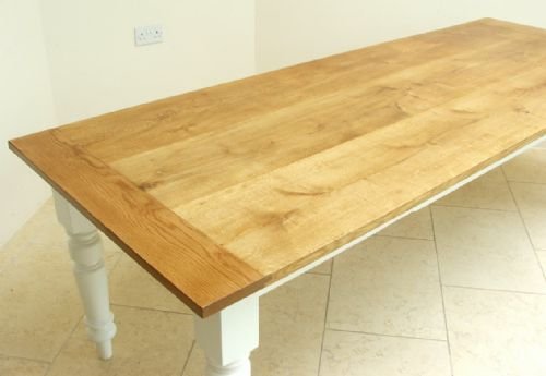 fig 3. BEAUTIFUL LARGE 10 SEAT VICTORIAN SOLID OAK AND PITCH PINE PAINTED FARMHOUSE DINING TABLE C1890