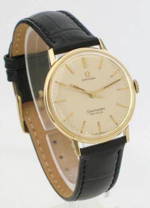 fig 2. EXCEPTIONAL SOLID 9CT GOLD OMEGA SEAMASTER DEVILLE GENTLEMENS WRISTWATCH C1960