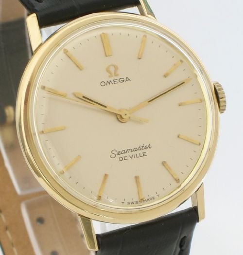 fig 3. EXCEPTIONAL SOLID 9CT GOLD OMEGA SEAMASTER DEVILLE GENTLEMENS WRISTWATCH C1960