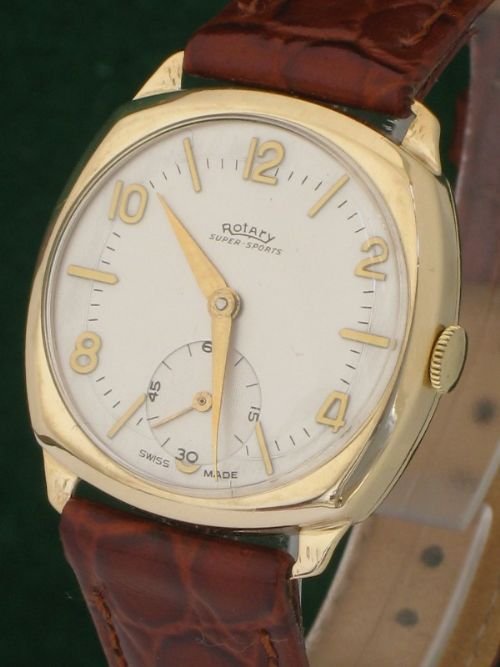 fig 1. STUNNING SOLID 9CT GOLD ROTARY SUPERSPORT GENTLEMENS WRISTWATCH c1957-58