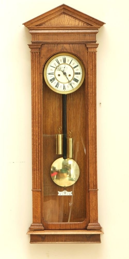Fine Oak Cased Traditional Weight Driven Vienna Regulator Clock C1900