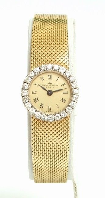 fig 1. BEAUTIFUL SOLID 18CT GOLD AND DIAMOND BAUME & MERCIER LADIES COCKTAIL WATCH