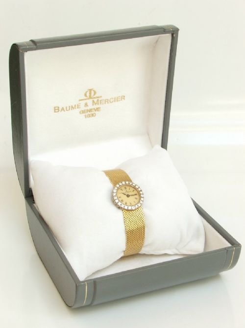 fig 4. BEAUTIFUL SOLID 18CT GOLD AND DIAMOND BAUME & MERCIER LADIES COCKTAIL WATCH