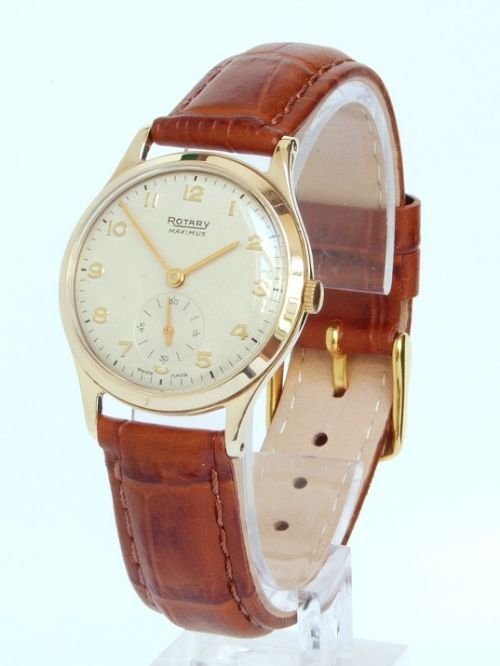 fig 2. EXCEPTIONAL SOLID 9CT GOLD ROTARY MAXIMUS MENS WATCH C1954/55