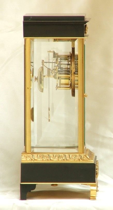 fig 1. RARE FRENCH GILT AND ORMLOU 4 GLASS EMPIRE CLOCK BY CHAPPE, PARIS C1825