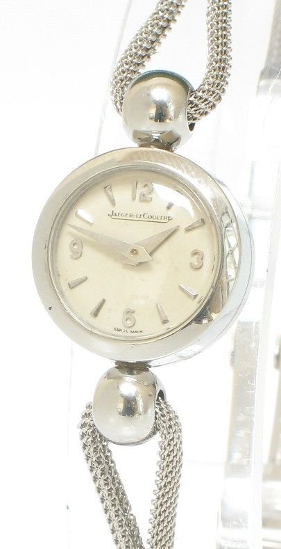 fig 2. EXQUISITE SOLID 14ct AND 9CT WHITE GOLD LADIES JAEGER LE COULTRE COCKTAIL WATCH C1960