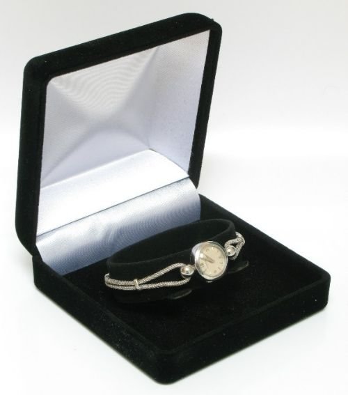 fig 4. EXQUISITE SOLID 14ct AND 9CT WHITE GOLD LADIES JAEGER LE COULTRE COCKTAIL WATCH C1960