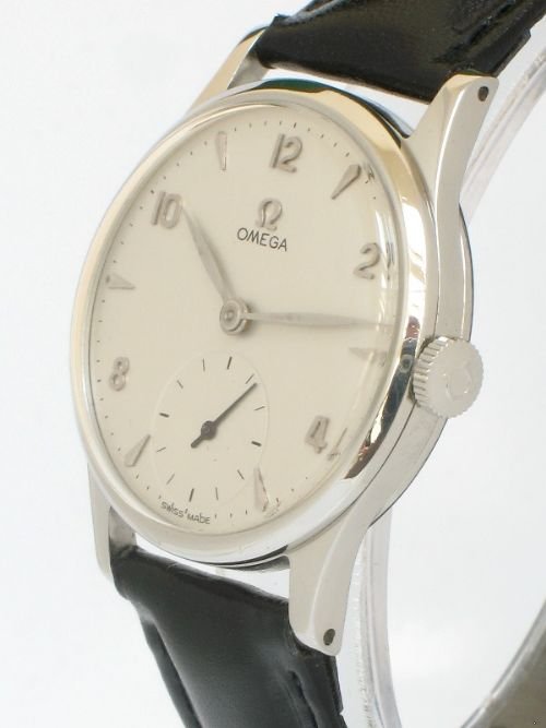 fig 2. SUPERB SOLID STAINLESS STEEL OMEGA CAL 266 MENS WATCH C1954-55