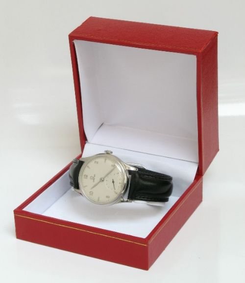 fig 4. SUPERB SOLID STAINLESS STEEL OMEGA CAL 266 MENS WATCH C1954-55