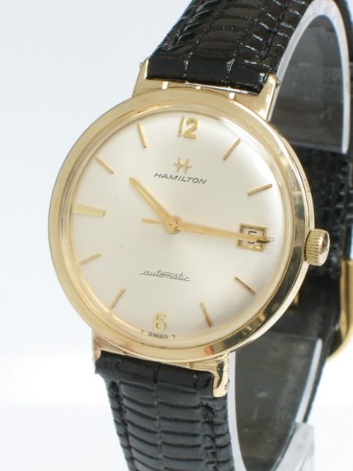 fig 1. EXCEPTIONAL SOLID 9ct GOLD HAMILTON CALIBRE 64A AUTOMATIC MENS WATCH