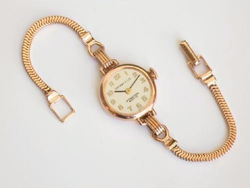 fig 1. BEAUTIFUL ART DECO TIFFANY AND IWC SOLID 14CT GOLD LADIES COCKTAIL WATCH C1938