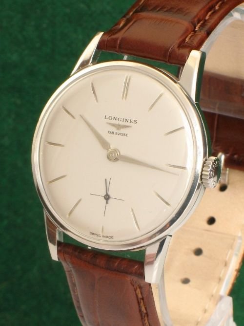 fig 1. EXCEPTIONAL SOLID STAINLESS STEEL LONGINES 30L MENS WATCH c1960