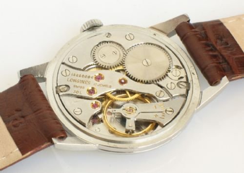 fig 4. EXCEPTIONAL SOLID STAINLESS STEEL LONGINES 30L MENS WATCH c1960