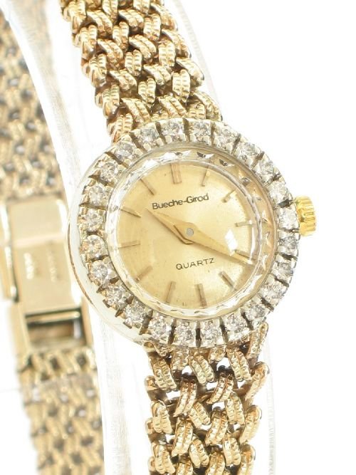 fig 1. BEAUTIFUL SOLID 9ct GOLD DIAMONDS BEUCHE GIROD LADIES QUARTZ WATCH
