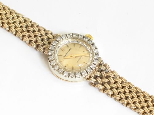 fig 2. BEAUTIFUL SOLID 9ct GOLD DIAMONDS BEUCHE GIROD LADIES QUARTZ WATCH
