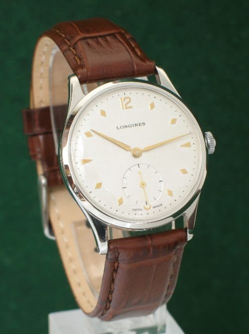 fig 1. EXCEPTIONAL SOLID STAINLESS STEEL LONGINES CALIBRE 12.68Z WATCH c1950