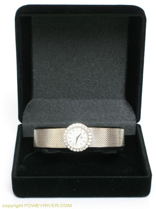 fig 4. STUNNING SOLID 18ct 18k WHITE GOLD DIAMONDS BAUME MERCIER BACKWIND LADIES WATCH