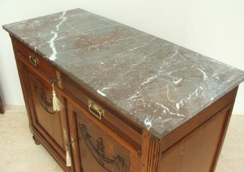 fig 2. VICTORIAN FRENCH OAK MARBLE MIRROR BACK DRESSER SIDEBOARD DRESSING TABLE C1890