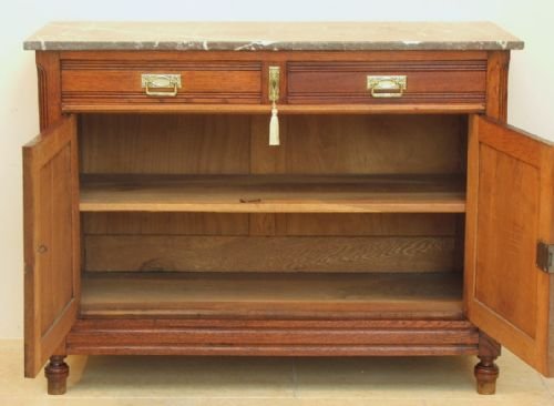 fig 3. VICTORIAN FRENCH OAK MARBLE MIRROR BACK DRESSER SIDEBOARD DRESSING TABLE C1890