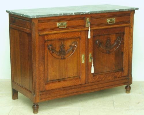 fig 1. VICTORIAN FRENCH OAK MARBLE MIRROR BACK DRESSER SIDEBOARD DRESSING TABLE C1890