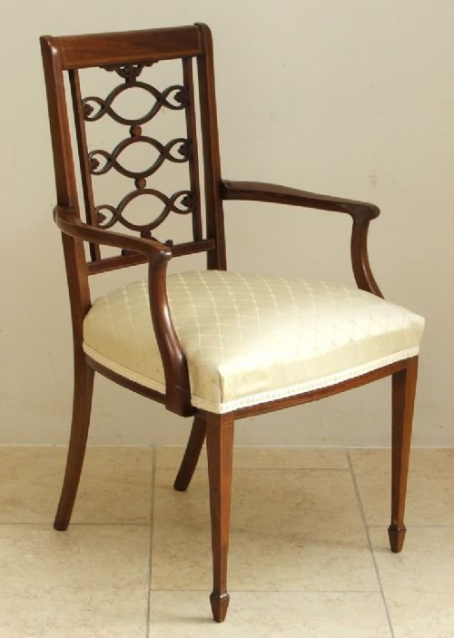 fig 1. BEAUTIFUL PAIR OF VICTORIAN MAHOGANY AND INLAID ARMCHAIRS C1880