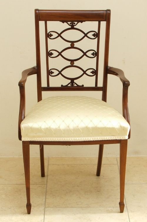 fig 2. BEAUTIFUL PAIR OF VICTORIAN MAHOGANY AND INLAID ARMCHAIRS C1880