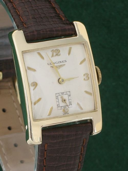fig 2. EXCEPTIONAL SOLID 14CT GOLD ART DECO LONGINES MENS WATCH C1949