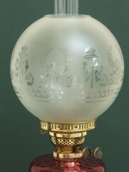 fig 1. BEAUTIFUL VICTORIAN SOLID BRASS AND CRANBERRY GLASS OIL LAMP C1890