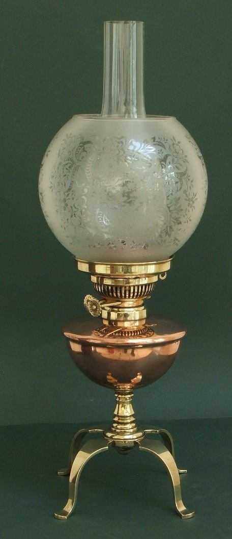 Rare Copper and Brass W a S Benson Arts and Crafts Oil Lamp C1890