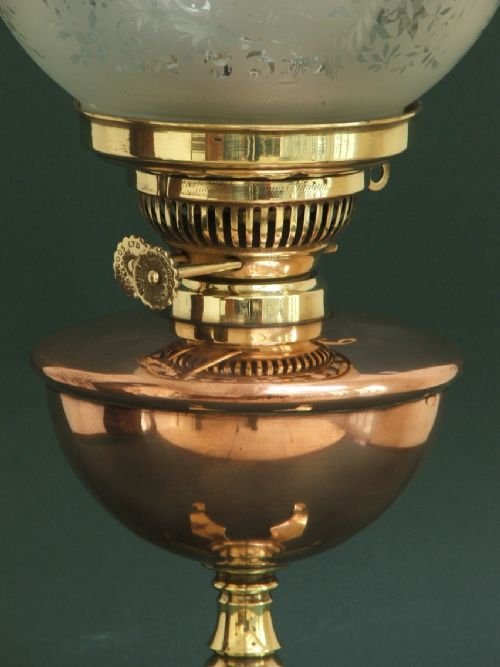 fig 2. RARE COPPER AND BRASS W A S BENSON ARTS AND CRAFTS OIL LAMP C1890