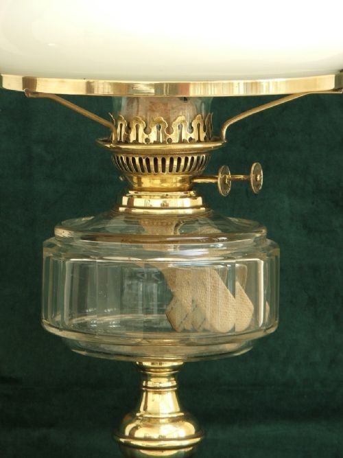 fig 1. STUNNING VICTORIAN BRASS AND CAST IRON OIL LAMP DEPICTING GOATS OR RAMS C1890
