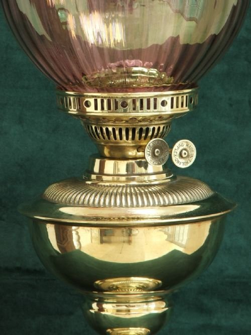 fig 1. BEAUTIFUL VICTORIAN SOLID BRASS AND CRANBERRY GLASS OIL LAMP C1890