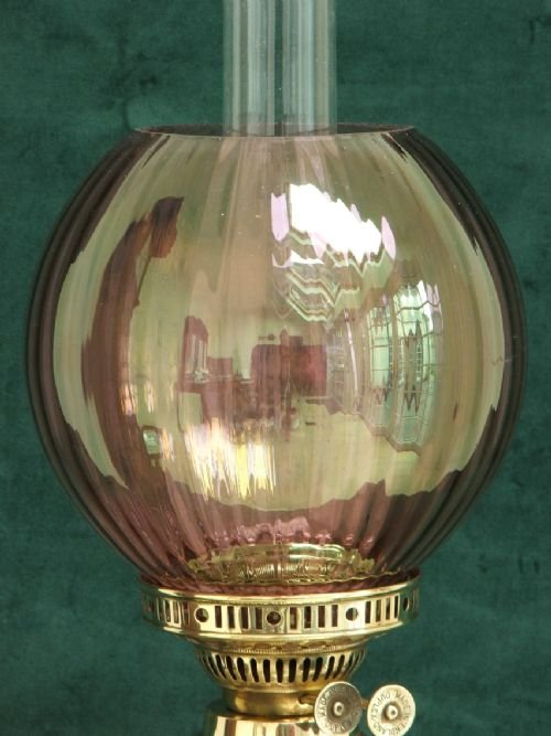 fig 2. BEAUTIFUL VICTORIAN SOLID BRASS AND CRANBERRY GLASS OIL LAMP C1890