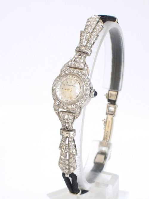 fig 1. STUNNING PLATINUM AND DIAMONDS LONGINES LADIES COCKTAIL WATCH