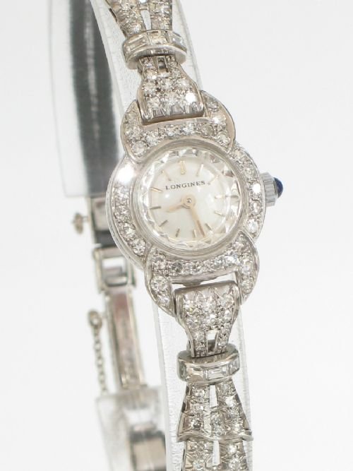 fig 2. STUNNING PLATINUM AND DIAMONDS LONGINES LADIES COCKTAIL WATCH