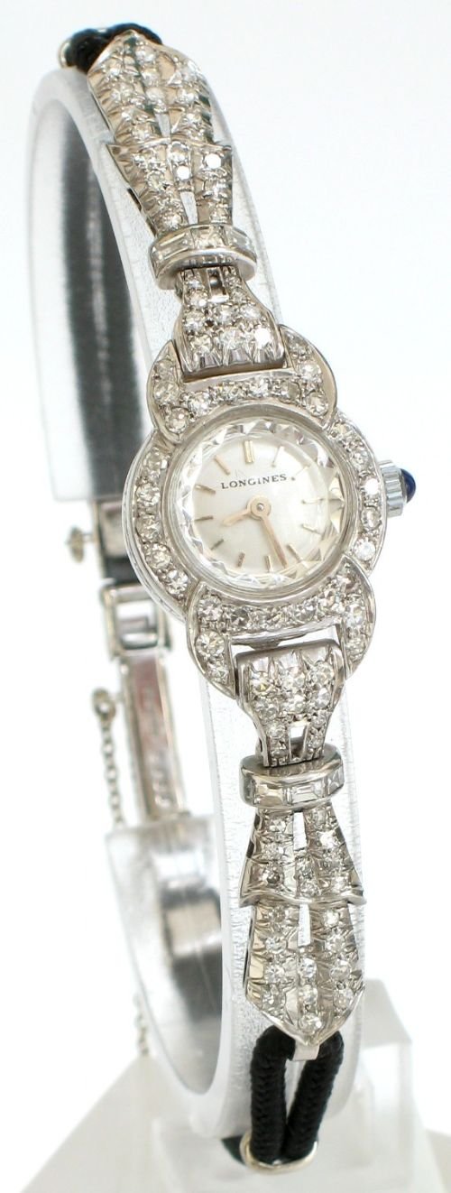 Stunning Platinum and Diamonds Longines Ladies Cocktail Watch