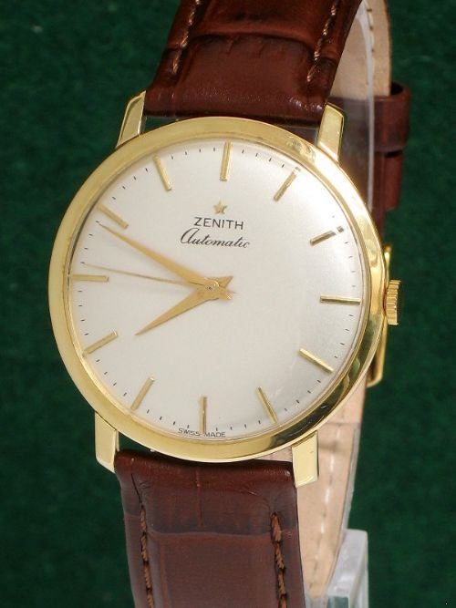 fig 1. EXCEPTIONAL SOLID 18ct GOLD ZENITH 25 JEWEL CAL 2642PC AUTOMATIC MENS WATCH c1960