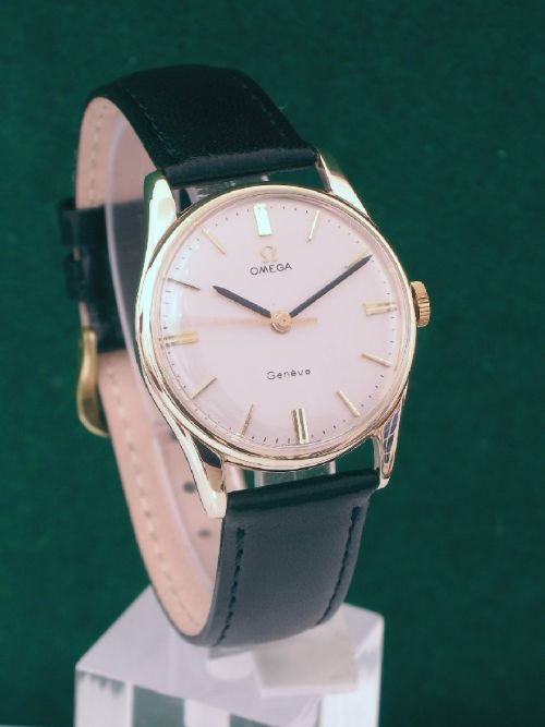 fig 1. STUNNING SOLID 9ct GOLD OMEGA GENEVE CALIBRE 286 MENS WATCH C1960